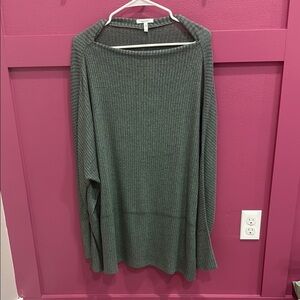 Green Ribbed Knit Sweater